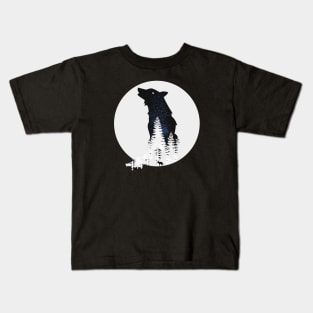 Minimalist Wolf Double Exposure Aesthetic Kids T-Shirt